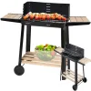 Grill ogrodowy duży węglowy BBQ regulowany ruszt półki koła przenośny