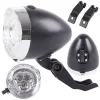 Oświetlenie rowerowe przednie lampka na rower 3 led baterie retro chrom
