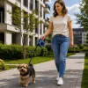 Smycz automatyczna dla psa taśma z blokadą mocna lekka zwijana 5m 15kg