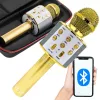 Mikrofon bezprzewodowy Bluetooth głośnik karaoke okrągły z etui różne tryby