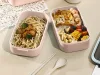 Śniadaniówka z przegródkami piętrowy pojemnik xxl sztućce lunchbox 1400ml