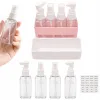 Zestaw butelek podróżnych pojemniki 4x50ml na kosmetyki organizer etykiety