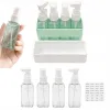 Zestaw butelek podróżnych pojemniki 4x50ml na kosmetyki organizer etykiety