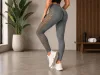 Legginsy damskie push up modelujące wysoki stan fitness siłownia szare s/m