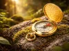 Kompas kieszonkowy turystyczny klasyczny busola zamykany metalowy złoty