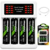 Ładowarka do akumulatorków aa aaa led + 4 akumulatorki aa kabel usb-c