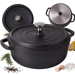 Garnek brytfanna do gotowania pieczenia non stick indukcja gaz pokrywa 4l