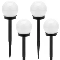 4x lampa solarna ogrodowa kula 10 cm biała wbijana