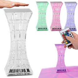 Lampka kryształ nocna stołowa LED RGB USB pilot