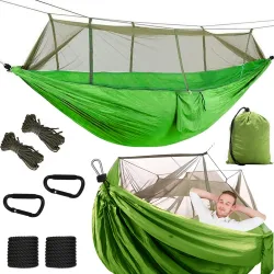 Hamak ogrodowy dwuosobowy turystyczny z moskitierą 250x140 cm