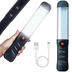 Latarka warsztatowa akumulatorowa 48 LED COB USB z hakiem i magnesem Verk model 11405
