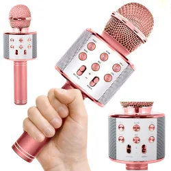 Mikrofon bezprzewodowy bluetooth głośnik karaoke modulator głosu okrągły Verk 01377_R
