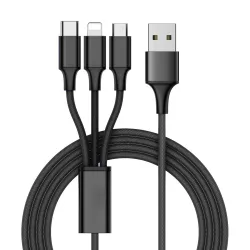 Kabel USB 3w1 do telefonu przewód Lightning iPhone Micro USB Type-C 1,2m