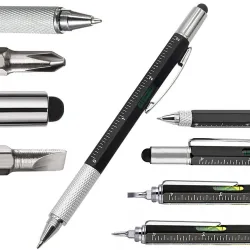Długopis wielofunkcyjny śrubokręt multitool 6w1 miarka poziomica klips