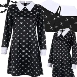 Sukienka Wednesday Addams kostium dla dzieci Halloween przebranie 125-135 cm
