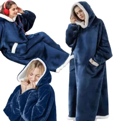 Ciepła bluza koc duża oversize gruba miękka z kapturem szlafrok długa xxl Ciepła bluza koc duża oversize gruba miękka z kapturem szlafrok długa xxl