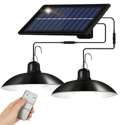 Lampa solarna LED wisząca ogrodowa z czujnikiem zmierzchu i pilotem