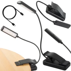 Lampka do czytania książek USB z klipsem 9 LED zdrowa dla oczu