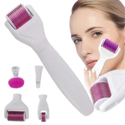 Derma roller do mezoterapii mikroigłowej wałek twarz szyja ciało zestaw 6w1