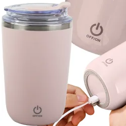 Kubek samomieszający 350ml stalowy termos na zimne i gorące smycz usb