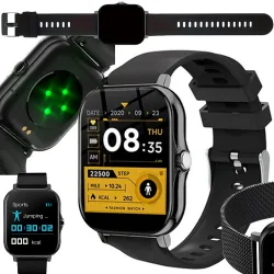 Smartwatch zegarek damski męski gumowy pasek sport bluetooth rozmowy czarny Verk 06339_CZ