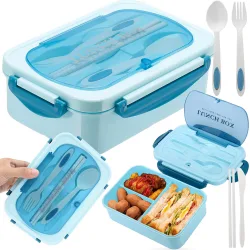 Lunchbox śniadaniówka pojemnik na śniadanie obiad z przegródkami sztućce Lunchbox śniadaniówka pojemnik na śniadanie obiad z przegródkami sztućce