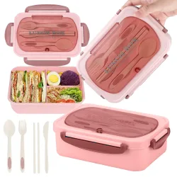 Lunchbox śniadaniówka pojemnik na śniadanie obiad z przegródkami sztućce