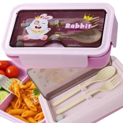 Lunchbox śniadaniówka pojemnik na śniadanie do szkoły przegródki sztućce