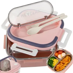 Śniadaniówka z przegródkami pojemnik sztućce lunchbox do mikrofali 1000ml