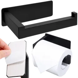 UCHWYT NA PAPIER TOALETOWY CZARNY MAT BEZ WIERCENIA STAL NOWOCZESNY WC LOFT