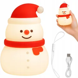 Lampka LED bałwanek świąteczna silikon USB 3 tryby do zawieszenia dekoracja