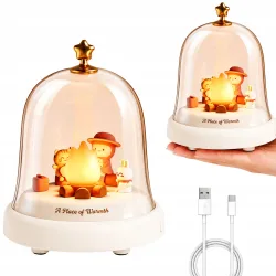 Lampka nocna LED z muzyką i dekoracją ogniska pod kopułą model 12414