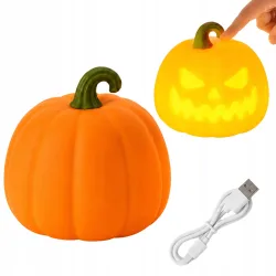 Lampka nocna biurkowa dynia Halloween LED akumulatorowa z timerem