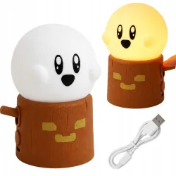 Lampka nocna duszek LED USB-C pieniek drzewa świeczka 2 tryby dekoracja RGB