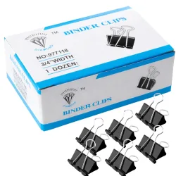 Klipsy klipy biurowe archiwizacyjne 19mm 12 szt czarne do szkoły binder