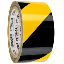 Taśma ostrzegawcza winylowa żółto czarna 49mm 18m do linii samoprzylepna
