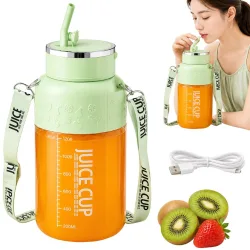 Bidon blender butelka usb 1200ml kubek do smoothie shaker ze słomką paskiem