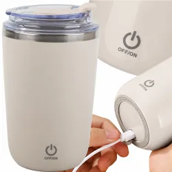 Kubek samomieszający 350ml stalowy termos na zimne i gorące smycz usb
