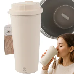 Kubek samomieszający 350ml stalowy termos na zimne i gorące smycz usb
