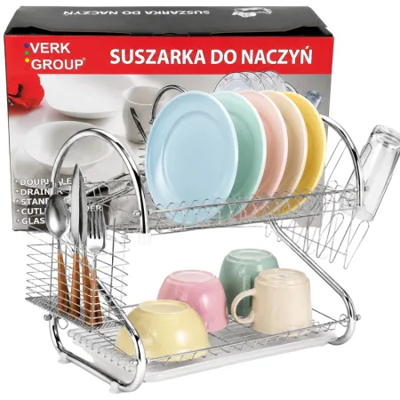 Dwupoziomowa suszarka stojąca do naczyń ociekacz