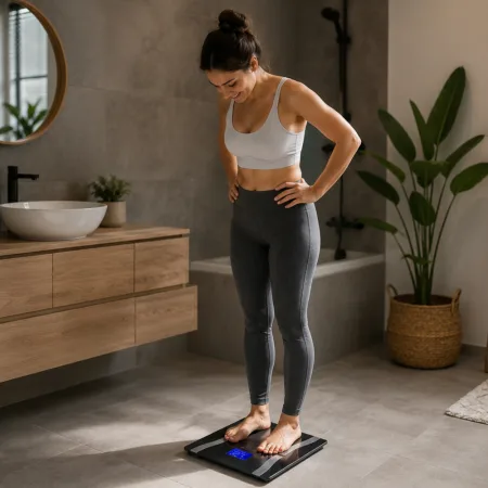 Analityczna waga łazienkowa 180kg szklana lcd