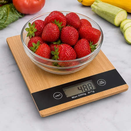 Elektroniczna waga kuchenna bambusowa LCD do 5 kg