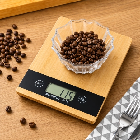 Elektroniczna waga kuchenna bambusowa LCD do 5 kg