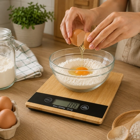 Elektroniczna waga kuchenna bambusowa LCD do 5 kg
