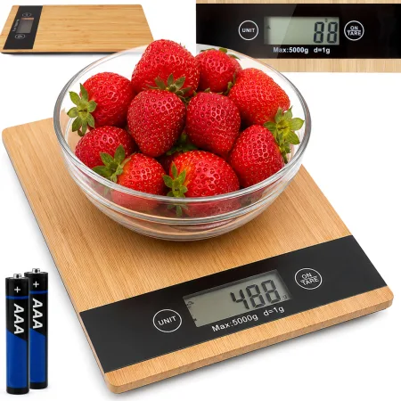 Elektroniczna waga kuchenna bambusowa LCD do 5 kg