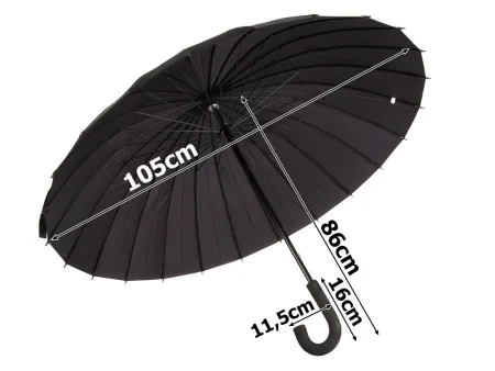 Duży parasol parasolka czarna wytrzymała elegancka Verk model 25002