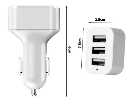 Ładowarka samochodowa 3x USB do gniazda zapalniczki