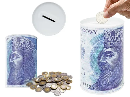 Metalowa skarbonka puszka na pieniądze