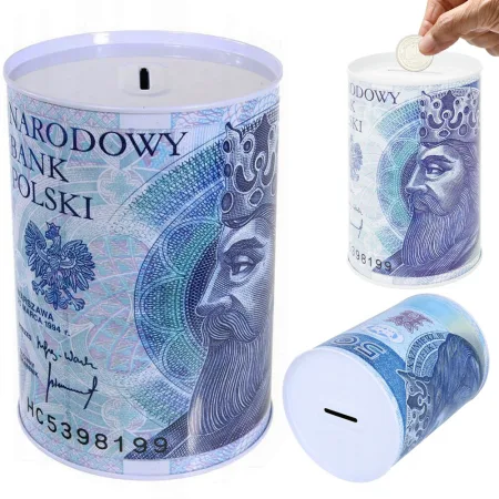 Metalowa skarbonka puszka na pieniądze