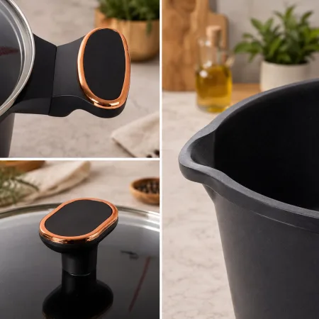 Garnek rondel głęboki z pokrywką indukcja gaz powłoka non stick 7l